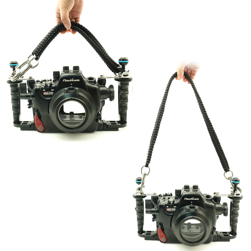 nitescuba Underwater Camera housing Carry Lanyard Military Grade Parachute Rope Waterproof Case Soft Handle with 2pcs 316 Stainless Steel Swivel Eye Bolt Snap Hooks ns028 32inchBlack - BeesActive Australia