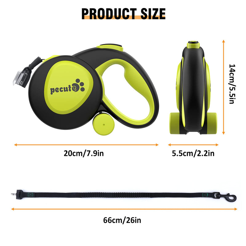 Retractable Dog Leash, Pecute 360° Tangle-Free Dog Leash Retractable, Heavy Duty Retractable Dog Leash with Protective Bungee, Easy One Button Brake & Lock, Great for Small to Large Dogs, 16ft/5m - BeesActive Australia
