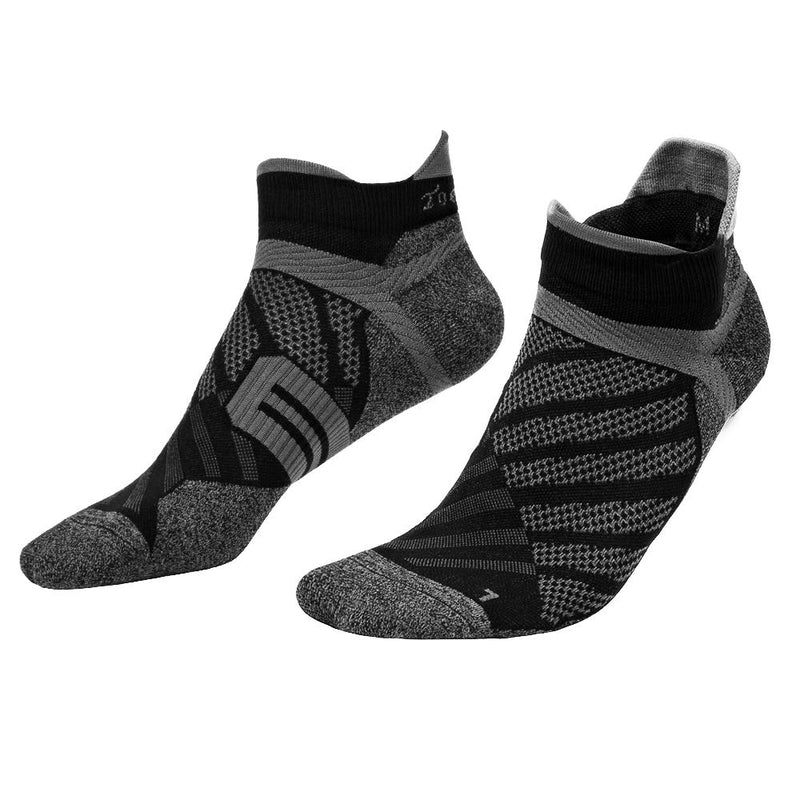 [AUSTRALIA] - Toes&Feet Men's Anti-Odor Thin Quick-Dry Ankle Compression Running Socks 5 Pairs Black Large 
