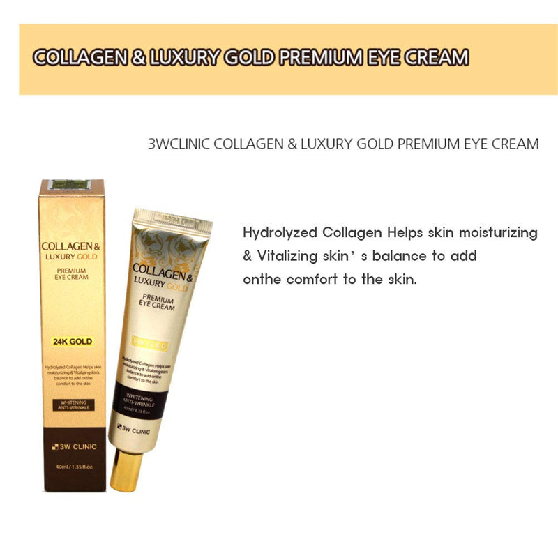3W CLINIC Collagen & Luxury Gold Premium Eye Cream 40ml/1.35fl.oz (Pack of 2) Moisturizing & Vitalizing - BeesActive Australia