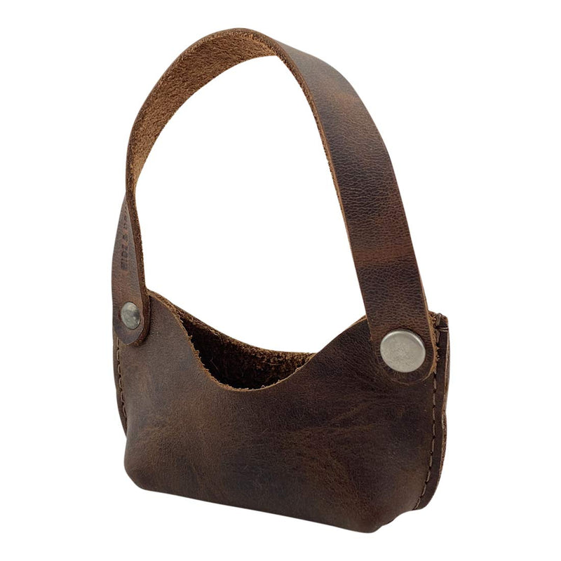 Hide & Drink, Golf Ball Pouch Handmade from Full Grain Leather - Durable, Thick with Pocket and Handle - Compact Carrier, Storage for Sport, Caddy, Accessory, Suitable for Outdoor Use - Bourbon Brown - BeesActive Australia