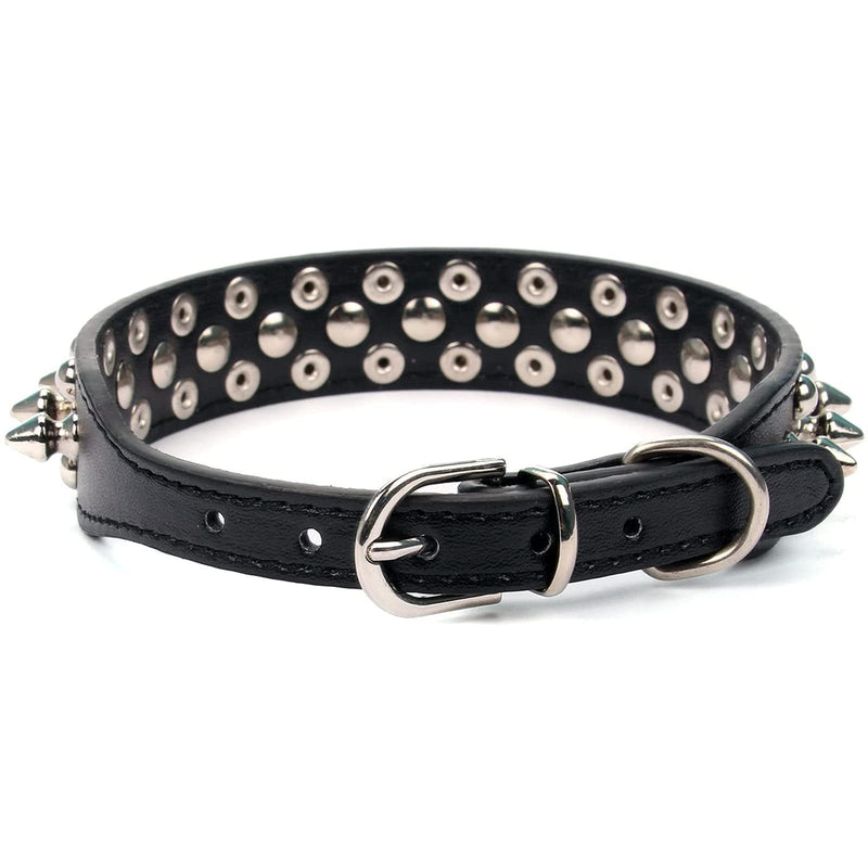 PETCARE Spiked Dog Collar Soft Pu Leather Funny Mushrooms Rivet Spike Studded Puppy Adjustable Outdoor Dog Collars for Small Medium Large Dogs Cats S(10.2"-12.6" / 26cm-32cm) Black - BeesActive Australia