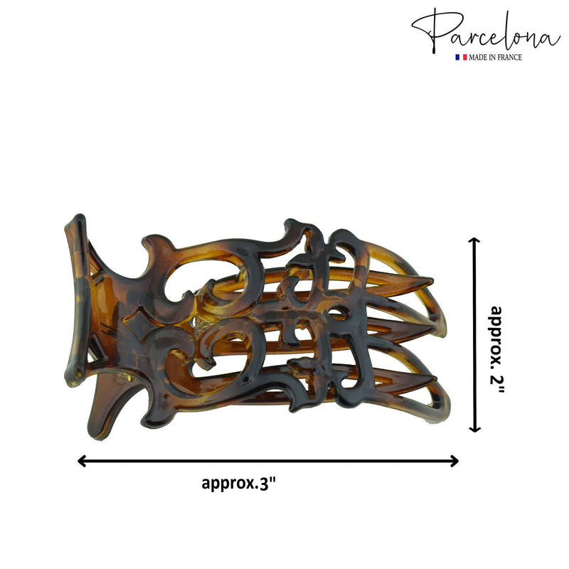 Parcelona French Intricate Celluloid Small Shell Slide in Side Slider Hair Updo Claw for Fine Hair - BeesActive Australia