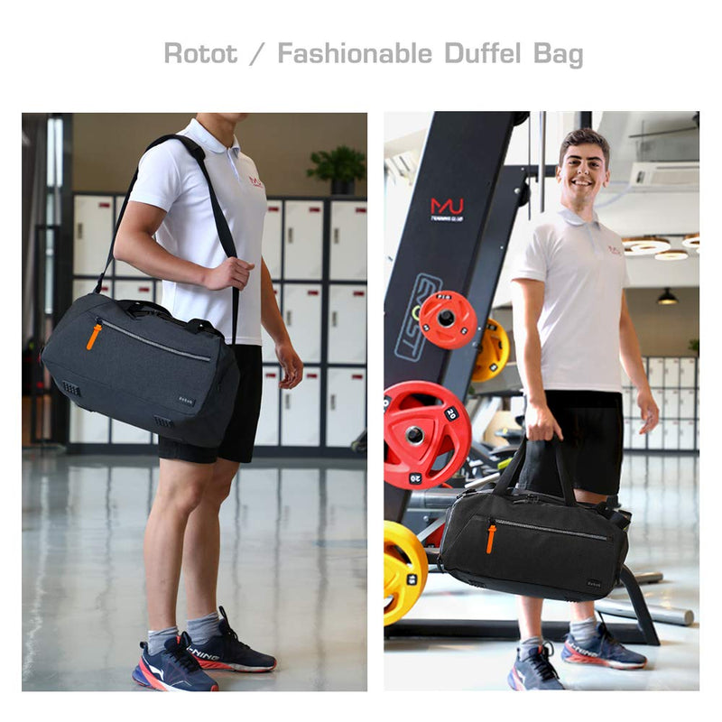 ROTOT Gym Duffel Bag, Gym Bag with Waterproof Shoe Pouch, Weekend Travel Bag with a Water-resistant Insulated Pocket Black - BeesActive Australia
