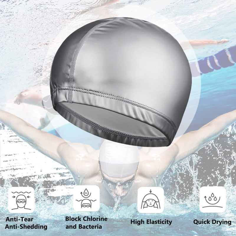 ENASGLOO 5-Pack Men Women PU Waterproof Fabric Swimming Cap Elasticity Bathing Cap for Adult - BeesActive Australia