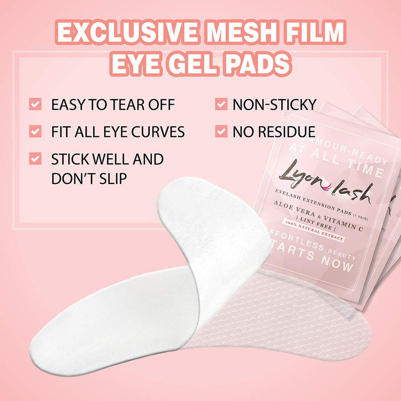 100 Pairs Eyelash Extension Under Eye Gel Pads by Lyon Lash - Lint Free with Aloe Vera Hydrogel Eye Patches, Premium Eyelash Extension Supplies & Beauty Tools, Fit Most Eye Shape, Stick Well - BeesActive Australia