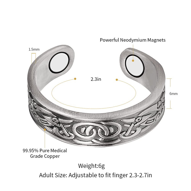 EnerMagiX Silver Color Pure Copper Magnetic Rings, Copper Rings for Women with 4 Magnets, Jewelry for Ladies - BeesActive Australia