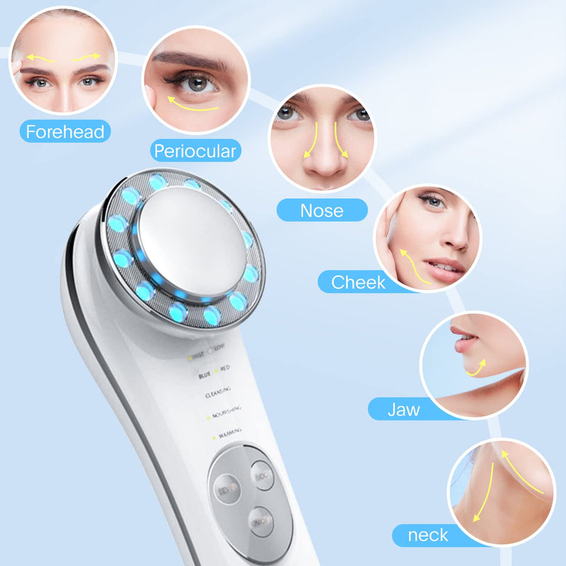 Facial Massager, Skin Care Tools 7 in 1 High Frequency Facial Machine, Skin Care Galvanic Facial Machine Off-white - BeesActive Australia