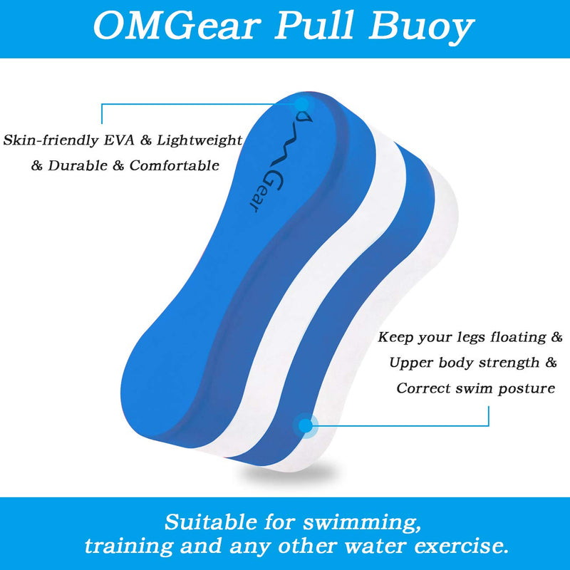 Swim Pull Buoy EVA Swimming Training Aid for Aquatic Fitness Swim Pool Gear Swimmer Adult Youth for Upper Body Strength and Water Exercise Blue&white 4 layers - BeesActive Australia