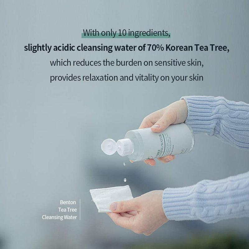 BENTON Tea Tree Cleansing Water 200ml (6.76 fl.oz.) - Contains 70% Tea Tree Leaf Water & Oil, Removes Heavy Makeup without Skin Irritation for Sensitive Oily Skin, Sebum Control, Soothing & Hydrating - BeesActive Australia