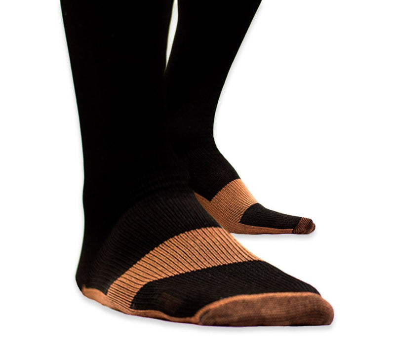 NuActive Copper Compression Socks - Reduce Swelling Socks - Antimicrobial Compression Socks Black S/M: Men 6.5-9 | Women 6.5-10 - BeesActive Australia