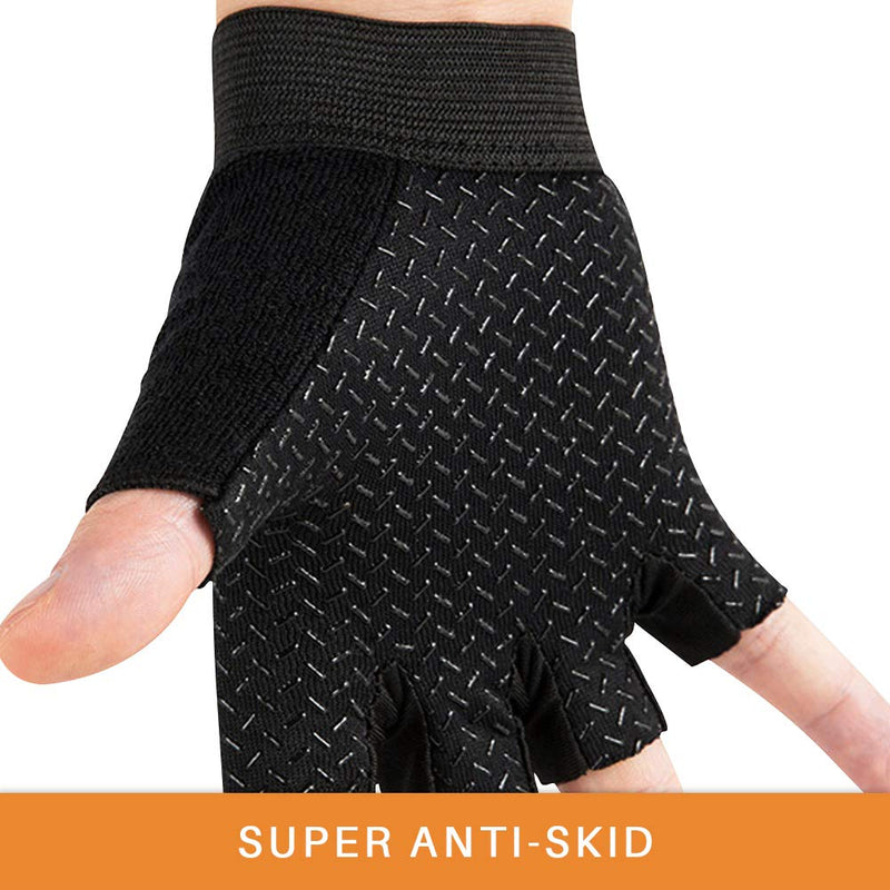 Kid Half Finger Fingerless Cycling Gloves Mitten for Child Children Exercise Skate Skateboard Accessories Roller Skating Other Sports Anti-Abrasion No-Slip Black - BeesActive Australia