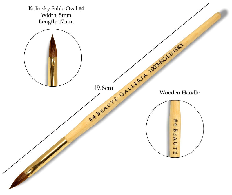 Beaute Galleria 3 Pieces Kolinsky Sable Oval Acrylic Nail Art Brush Set, Manicure Detail Painting Nail Art Pen (Size 4, 8, 10) - BeesActive Australia