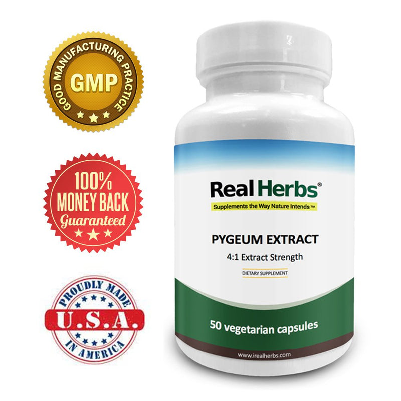 Real Herbs Pygeum Bark Extract with 4 :1 Extract Strength - Supports Urinary Tract Health - 50 Vegetarian Capsules - BeesActive Australia