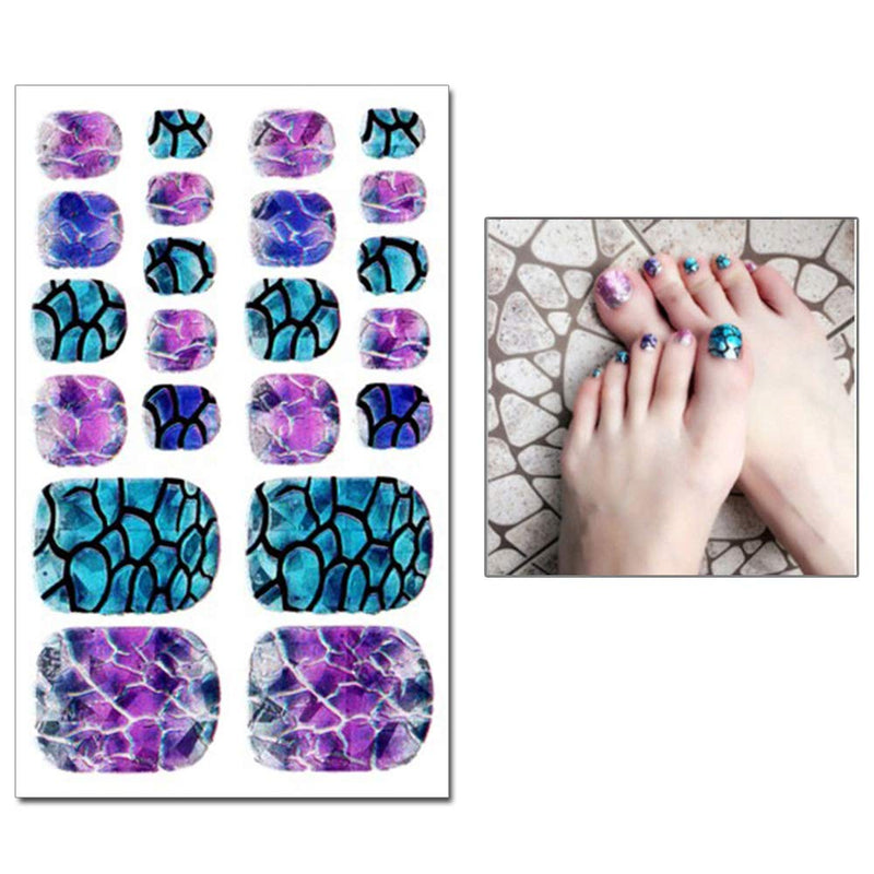 WOKOTO 6 Sheets Laser Full Nail Toenail Art Self-Adhesive Stickers With 1Pcs Nail File Nail Wraps Decals Mermaid Geometric Splicing Classic Pattern Holographic Manicure Sticker Kit - BeesActive Australia