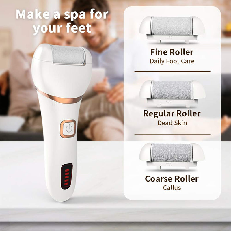 Electric Callus Remover, DIOZO Rechargeable Electronic Feet File Pedicure Foot File Foot Rasp with IPX7 Waterproof Design for Dry Cracked Dead Skin with 3 Roller Heads, 2 Speed - BeesActive Australia