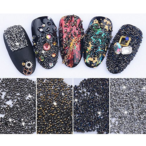 MIOBLET 10000Pcs/Box 6 Boxes Wizard Beads Crystal Sand Nail Rhinestones 3D Tiny Nail Beads DIY Mini Nail Art Rhinestones Manicure For Nails Decorations Rhinestone - BeesActive Australia