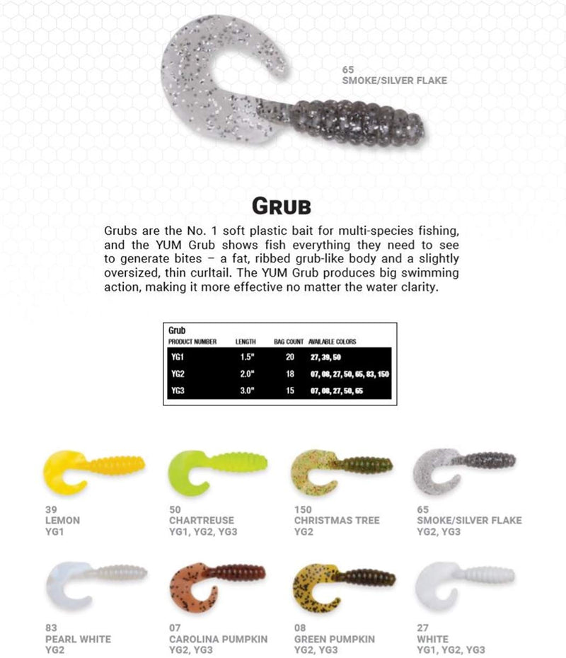 YUM Grub Multi-Species Curly-Tail Swim-Bait Fishing Lure Smoke/Silver Flake 3" - BeesActive Australia