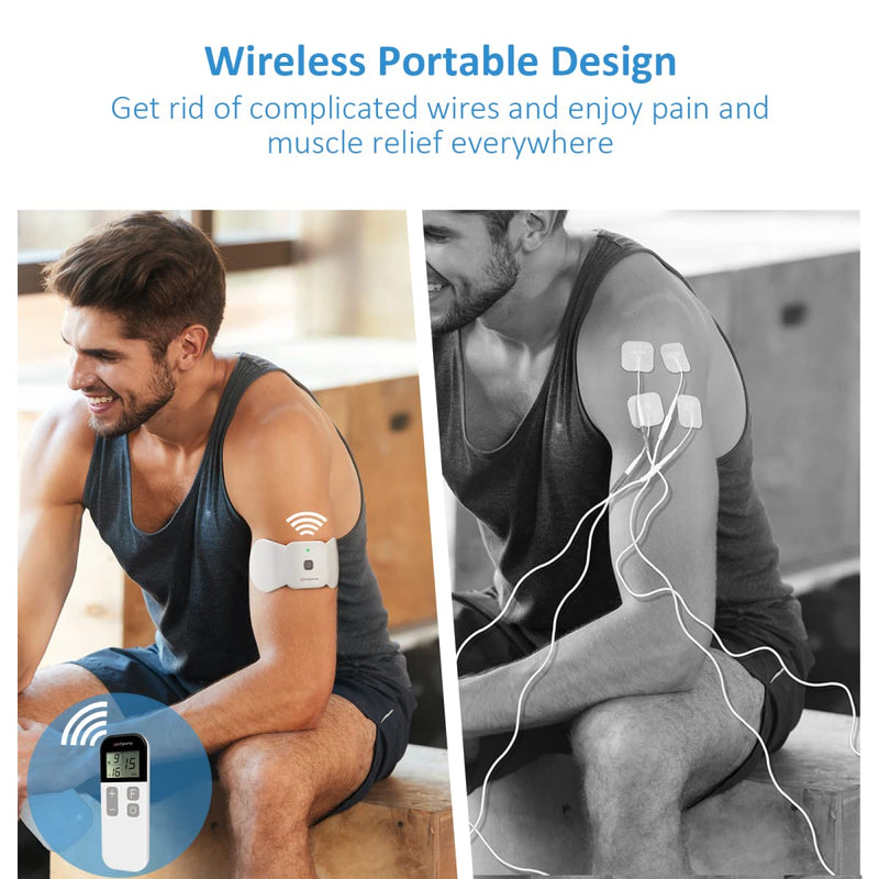 Comfytemp Wirelss TENS Machine for Pain Relief, Nerve Muscle Stimulator for Pain Management with 15 Modes, 2 Pads, Rechargeable TENS Unit for Back, Neck, Shoulder, Knee, Arthritis Sciatica Cramps Pain - BeesActive Australia