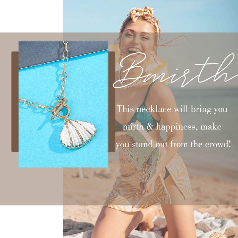 Bmirth Boho Cowrie Shell Pendant Necklace Chic Seashell Necklaces Chain Gold Fashion Necklace Jewelry for Women and Girls - BeesActive Australia