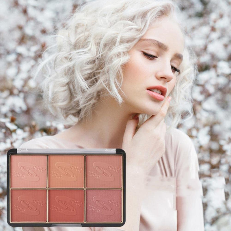 Mysense 6 Colors Face Blush Palette,Light Shimmer Matte Contour Blush Makeup Palette,Bright Powder Mineral Blusher-01 Face Blush 01 - BeesActive Australia