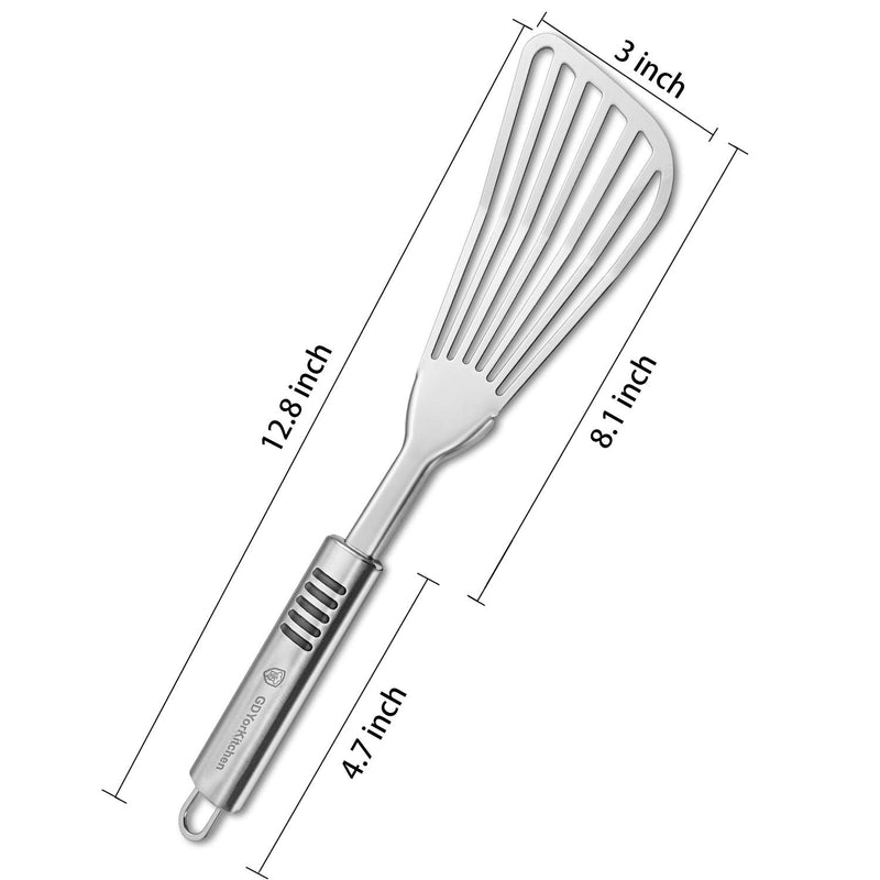 Premium Fish Spatula - Rust-Resistant Stainless Steel, Non-Slip Handle, Ideal for Grilling, Frying, Turning and Flipping Fish, Meat, Eggs, and More - Ergonomic Design for Perfect Results - Set of 2 - BeesActive Australia
