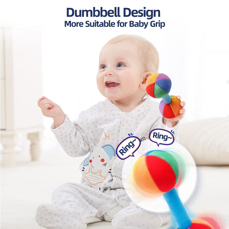 Jollybaby Baby Rattle Dumb-Bell Toys, Plush Stuffer Soft Fabric Sensory Hand Barbell for Kids & Children, Pretended Home Gym Exercise Fitness Sport Toy Gift(Black&White) Black&White - BeesActive Australia