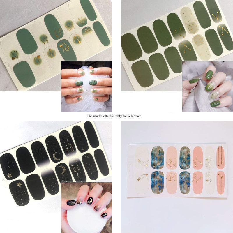 NAIL ANGEL 12pcs Nails Strips Thin Nail Art Wrap Nail Art Full Cover Sticker Moon and Star Sticker Fashion Designs Finger Nail Sticker for Women (10156) 10156 - BeesActive Australia