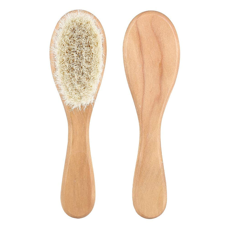 Baby Hair Brush with Wooden Handle Goat Bristles Infant Head Massage Grooming Comb - BeesActive Australia