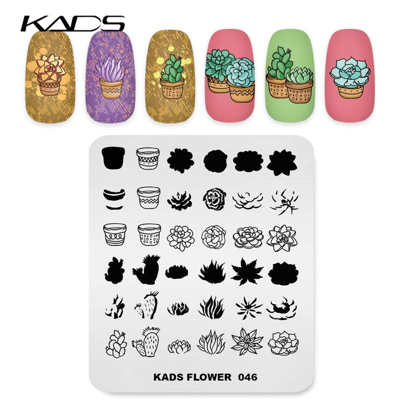 KADS New Nail Stamping Plate Flower Nature Nail Art Stamp Template DIY Image Template Manicure Stamping Plate Stencil Tools (FL046) FL046 - BeesActive Australia