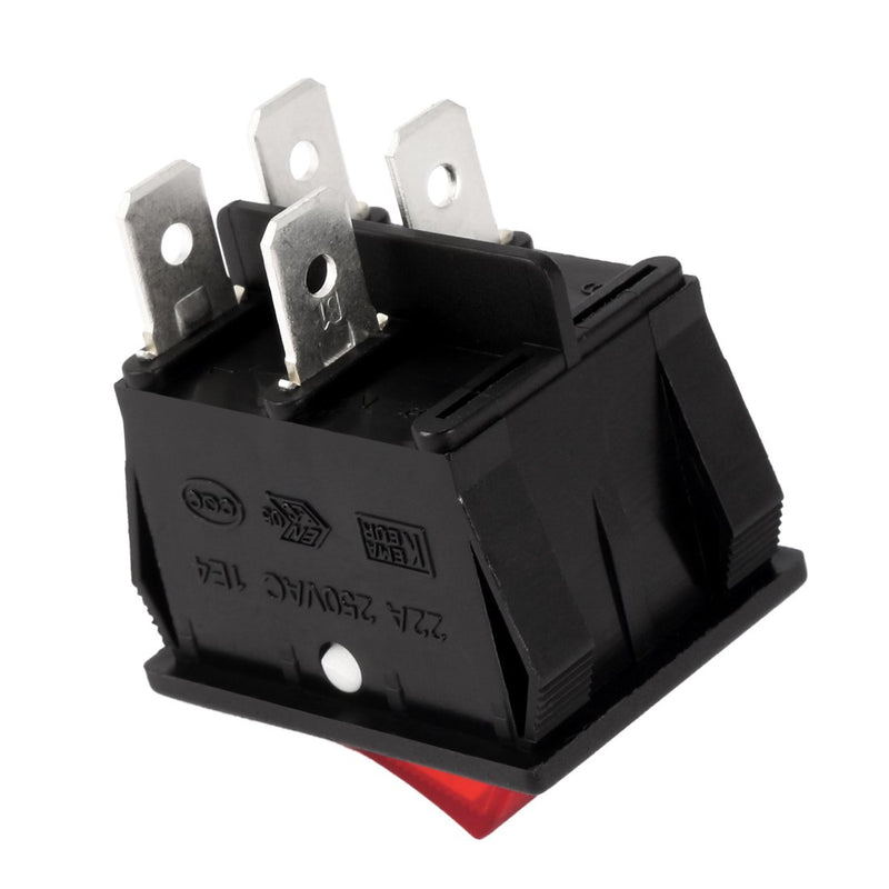 [AUSTRALIA] - uxcell 5Pcs AC 16A/125V 16A/250V DPST 4Pin 2 Position I/O On/Off LED Light Boat Red Backlit Rocker Switches 