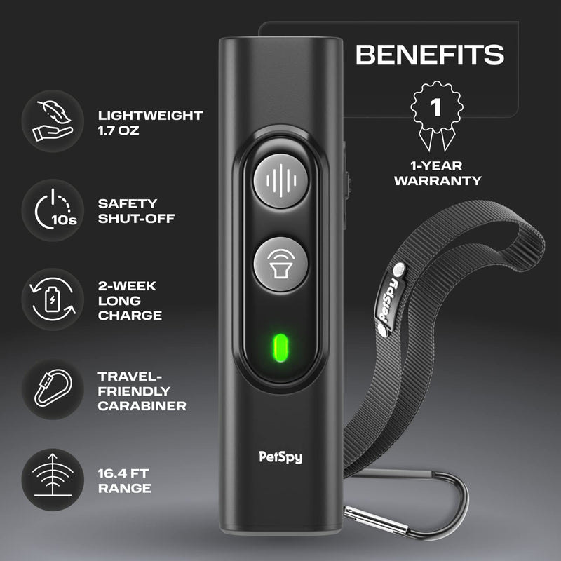 PetSpy Dog Barking Control Devices N10 - Ultrasonic Dog Bark Deterrent for Indoor & Outdoor with 16.4 Feet Range - Puppy & Dog Trainer with 2 Frequency Modes & Training Cards - BeesActive Australia