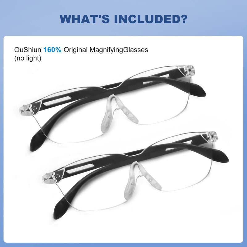 OuShiun 2-Pack Hands Free Magnifying Glasses, 160% Magnifier Glasses Great for Reading, Close Work and Crafts no lights - BeesActive Australia