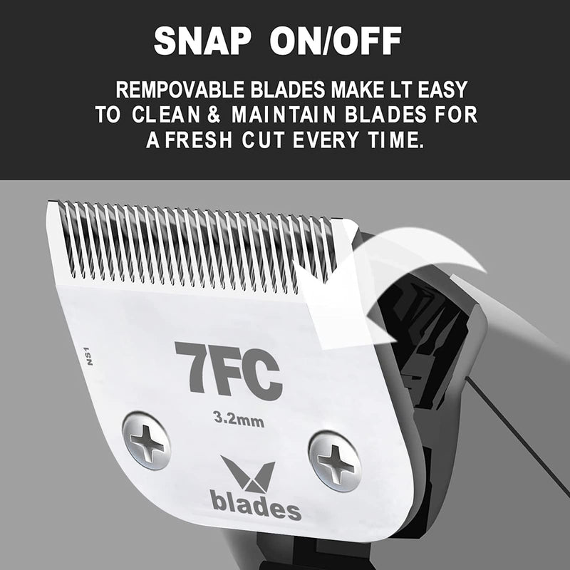 7FC Clipper Blade Dog Grooming Compatible with Andis Clippers Carbon Infused Steel Detachable Ceramic Sharp Edge Also Compatible with Wahl / Oster Dog Clippers - BeesActive Australia