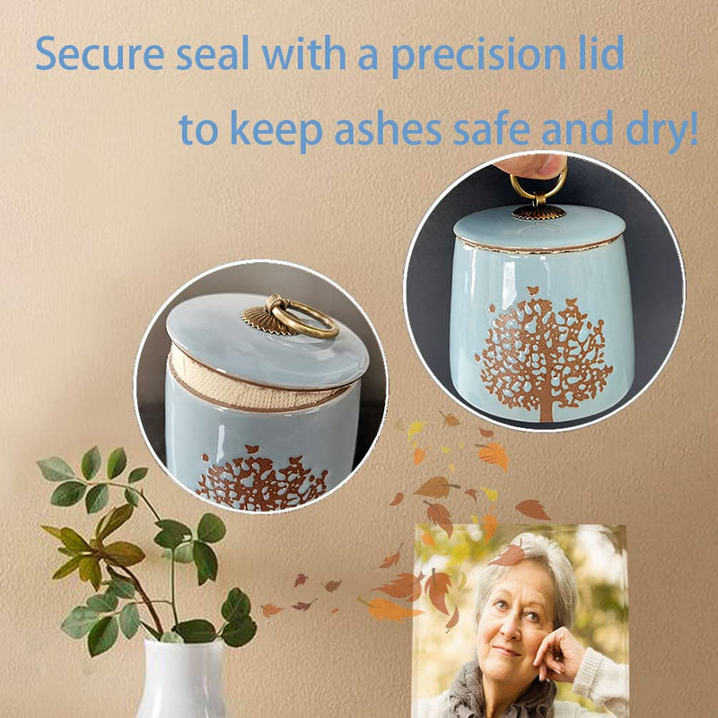 Small Cremation Urns for Human Ashes Adult Male Female - Tree of Life Blue Decorative Urns Mini Pet Urn for Dogs Cats Ashes Keepsake Memorial Box Funeral Set Burial Urns for Cremated Remains Ash Vial Sky Blue - BeesActive Australia