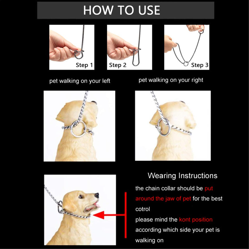 Filhome Metal Chain Dog Choke Collar, Puppy Pet Snake Chain Stainless Steel Slip Chain Collar for Dogs Walking Training¡­ 3.0mm x 16.0 inch Gold - BeesActive Australia