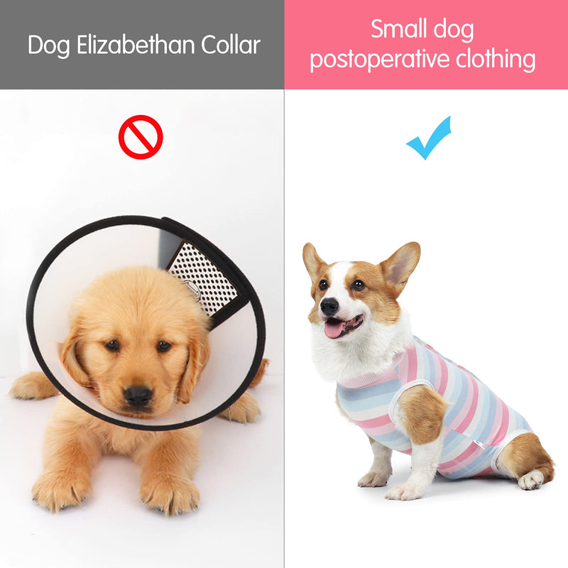 Coppthinktu Dog Recovery Suit for Abdominal Wounds or Skin Diseases, Breathable Dog Surgery Recovery Suit for Dogs, E-Collar Alternative After Surgery Wear Anti Licking Wounds Stripe. L Chest 17" Neck 11" Weight 9-13 lb Pink - BeesActive Australia
