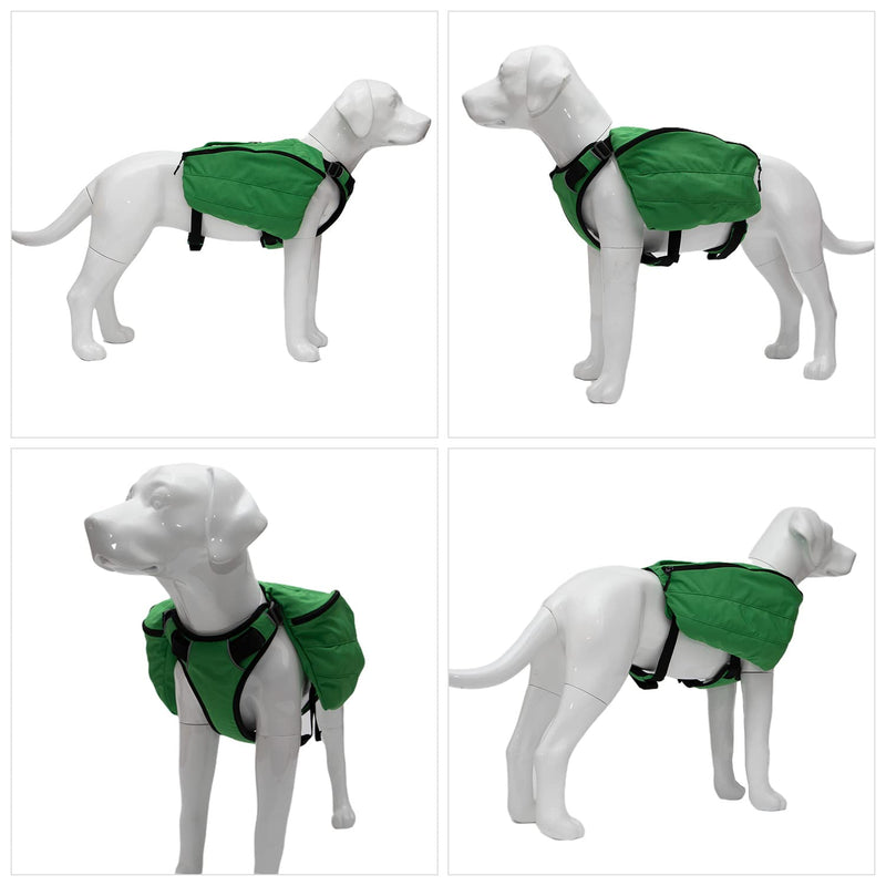 Lovelonglong Dog Backpack for Hiking, Multifunctional Dog Day Pack Zippered Travel Dog Saddle Bag Outdoor Hiking Backpack with 2 Capacious Side Pockets for Small Medium Large Dogs XS (chest 18-23 inch) Green - BeesActive Australia