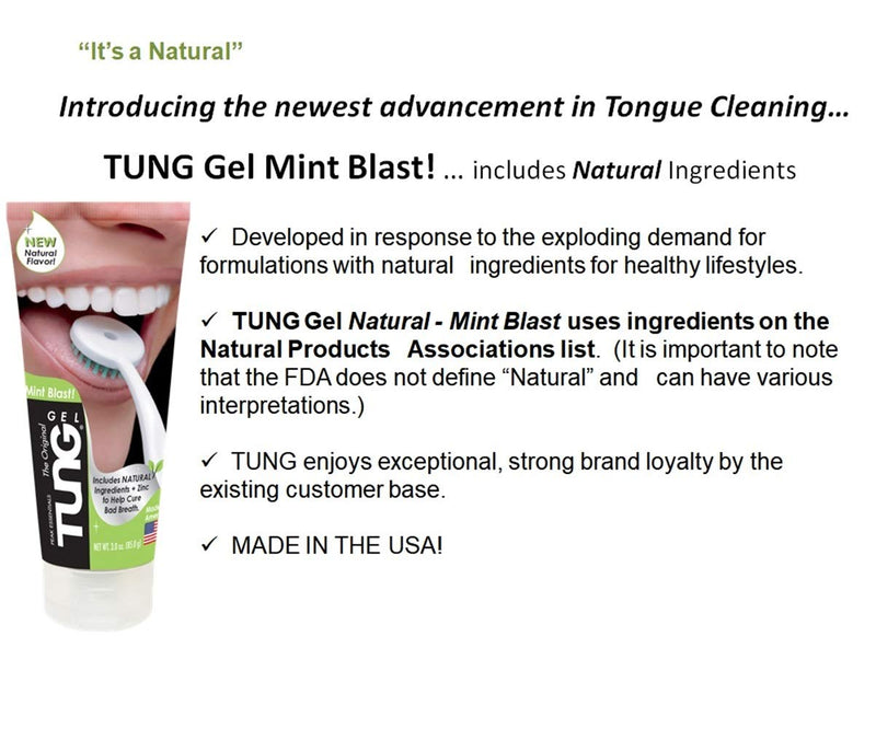 TUNG Gel Natural with Mint Blast 3oz (85g) | Tongue Cleaner | Fights Bad Breath | Eliminates Odour | Halitosis | for Fresh Breath Pack of 2 - BeesActive Australia