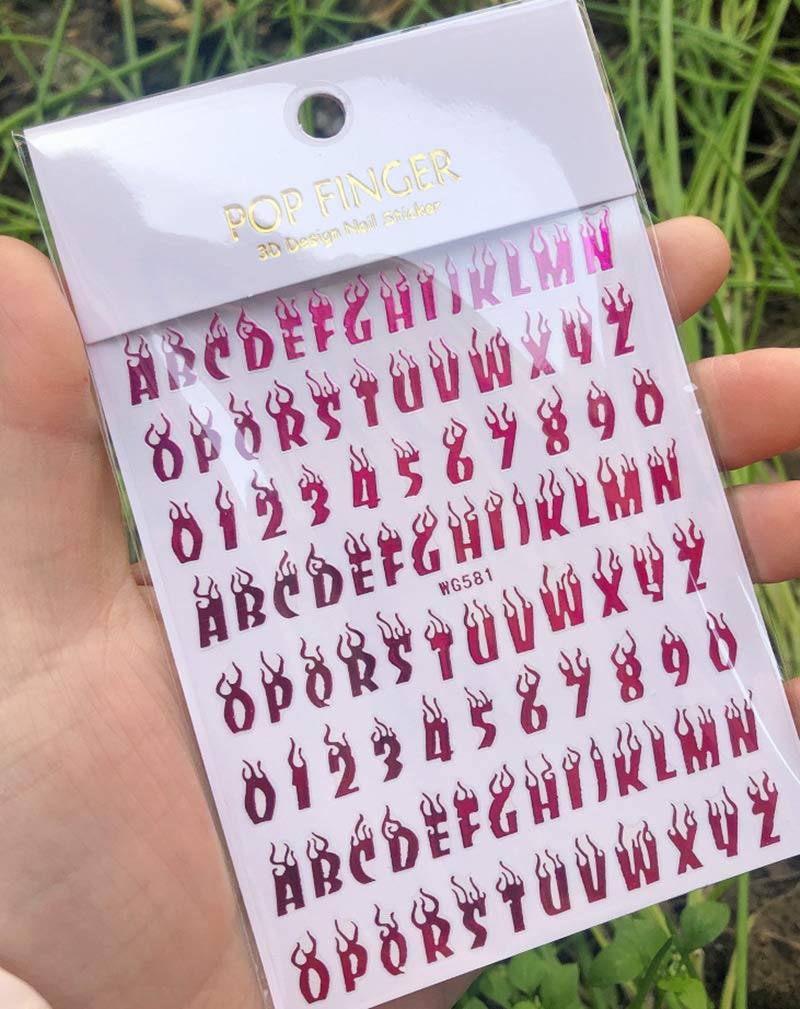 Letter Nail Art Stickers Alphabet Nail Decals 3D Nail Supplies Holographic English Character Nail Self-Adhesive Sticker English Font Design Manicure Decorations Accessories 10 Sheets - BeesActive Australia