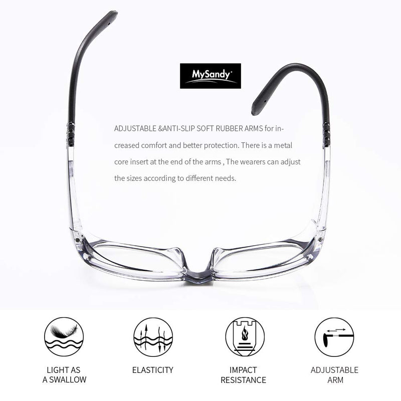 Mysandy Fog Proof Stylish Safety Glasses for Work Anti Scratch Eye Protection Medical Safety Goggles with Clear Side Shields (Blue) Black - BeesActive Australia