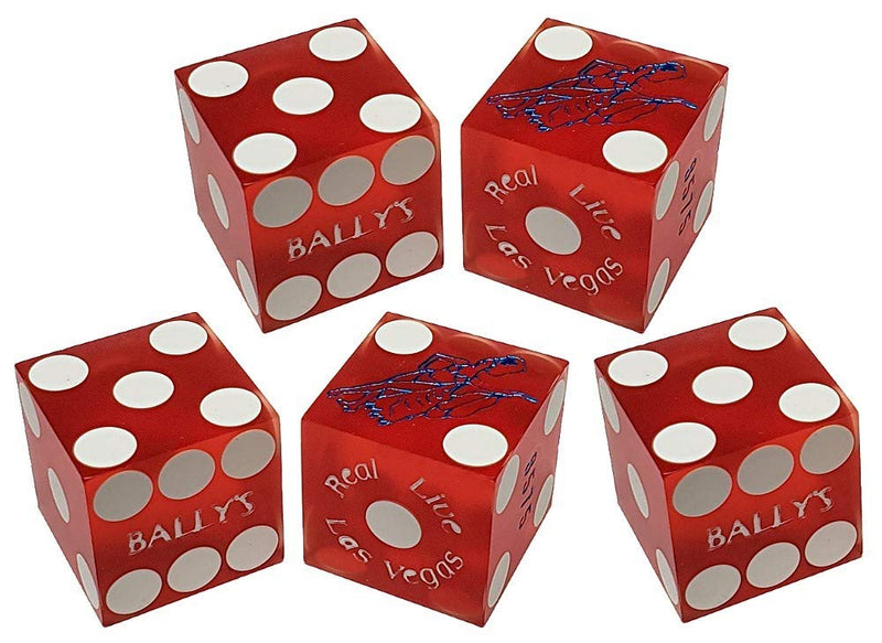 Cyber-Deals Craps Dice Kit - Authentic Las Vegas Casino 19mm Craps Dice (Set of 5), Acrylic Dice Boat, Dice Storage Pouch (Bally's (Red Frosted)) - BeesActive Australia