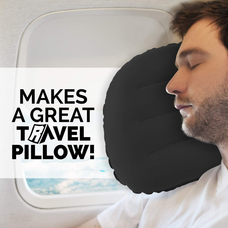 Rugged Camp Camping Pillow - Ultralight Inflatable Travel Pillows - Multiple Colors - Compressible, Lightweight, Ergonomic Neck & Lumbar Support - Perfect for Backpacking or Airplane Travel Black / Black - BeesActive Australia
