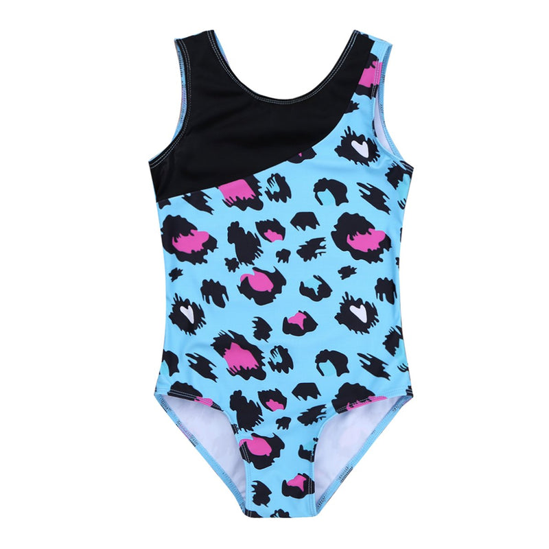 ACSUSS Kids Girls Leopard Printed Sleeveless Tank Top Leotard Ballet Dance Gymnastics Bodysuit Jumpsuit Dancewear Blue 2-3 - BeesActive Australia