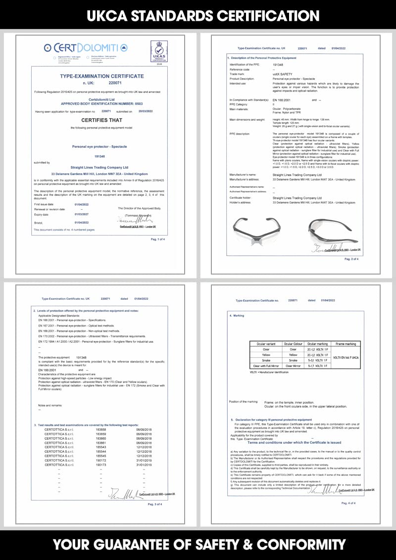 voltX 'Constructor' SAFETY READERS Full Lens Reading Safety Glasses UKCA & CE EN166f certified (+1.0 Dioptre, Mirror) � Wraparound Style � Anti fog coated UV400 lens +1.0 Dioptre Mirror - No Case - BeesActive Australia