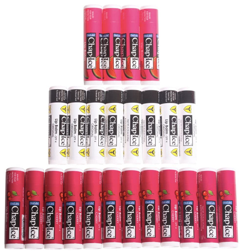 Chap-Ice Assorted Lip Balm – Watermelon, Original & Cherry Flavors – 24-Count Refill Pack Refill (NO display) - BeesActive Australia