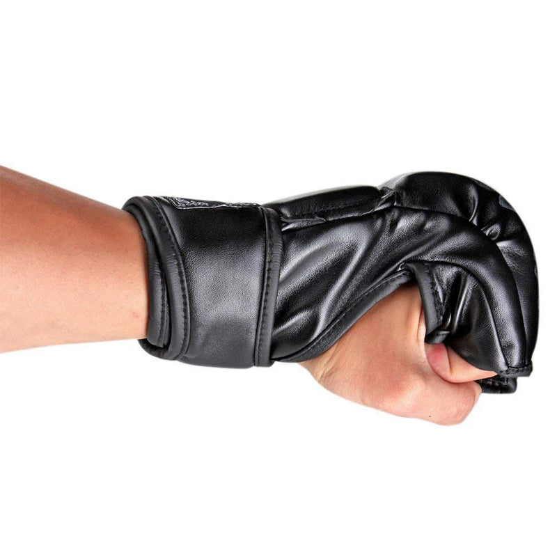 [AUSTRALIA] - ZooBoo MMA Gloves, UFC Gloves with High Tensile Material for Men Women Knuckle Wrist Protection, Fingerless Sparring Gloves for Training, Kickboxing, Muay Thai, Boxing, Punching Black 