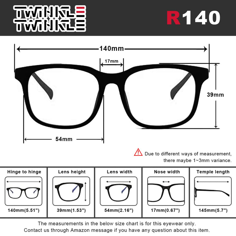 TWINKLE TWINKLE Big Lens Simple Plain Colourful Reading Glasses/Comfort Designed R140 (2 Pairs Black, 4.00 Magnification) 2 X Black +4.00 / +400 - BeesActive Australia