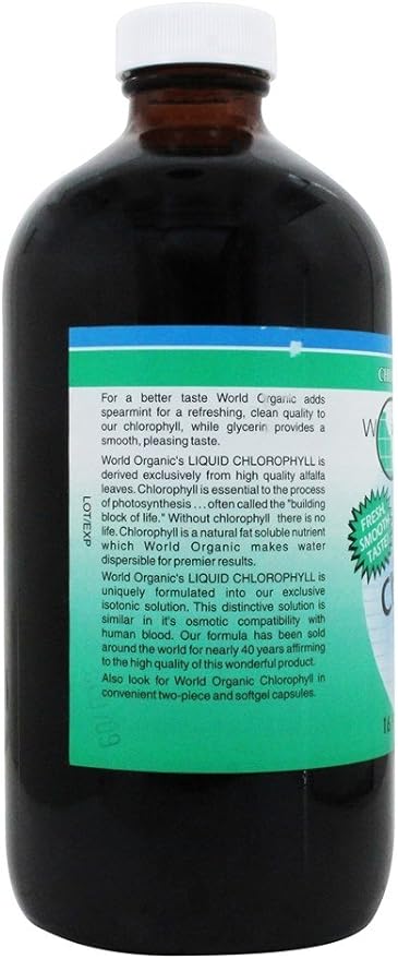 World Organic - Liquid Chlorophyll with Spearmint and Glycerin 100 mg. - 16 oz. by World Organics - BeesActive Australia