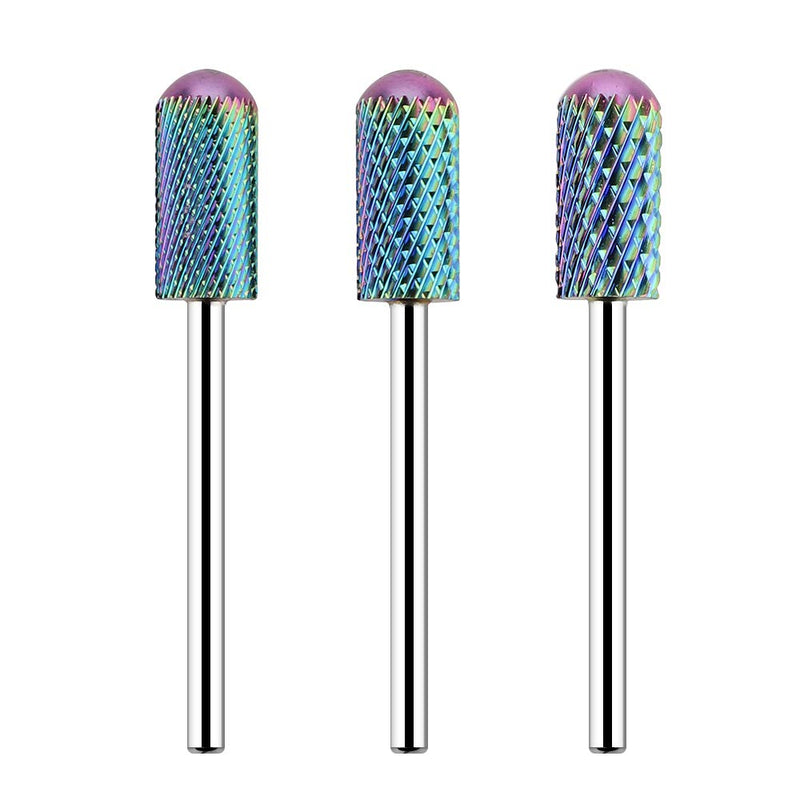 Makartt Tungsten Carbide Nail Drill Bits Set Safety Bits 3Pcs 3/32" Remove Gel Polish Dip Powder Nail Gel Drill Bit Professional Bits Tools Nail File Drill Bit Manicure Pedicure Color B-26 Blue - BeesActive Australia